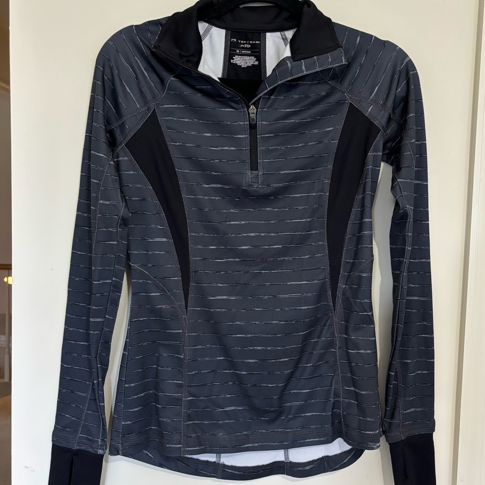 Gray Striped Active Top